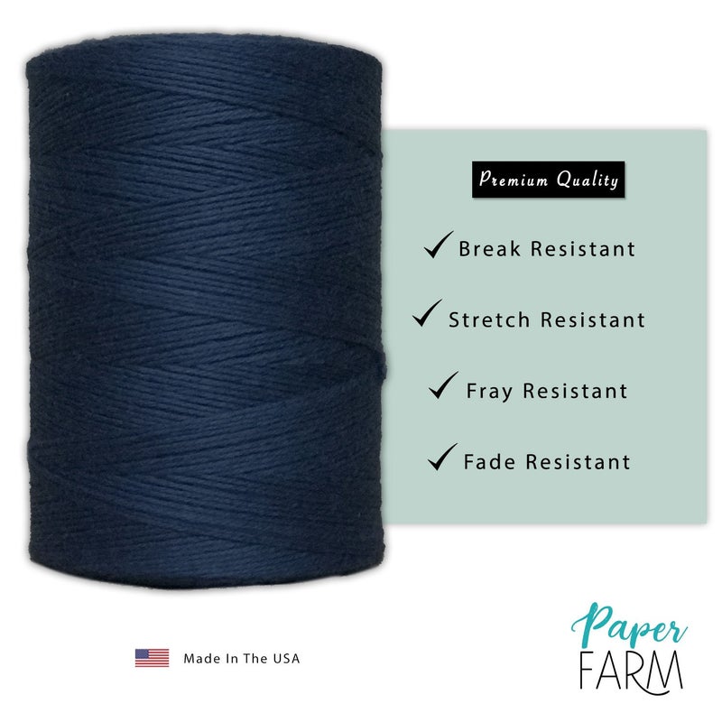 Paper Farm 100% Cotton Loom Warp Thread (Navy Blue), 8/4 Warp Yarn (800 Yards), Perfect for Weaving: Carpet, Tapestry, Rug, Blanket or Pattern - Warping Thread for Any Loom - Image 2